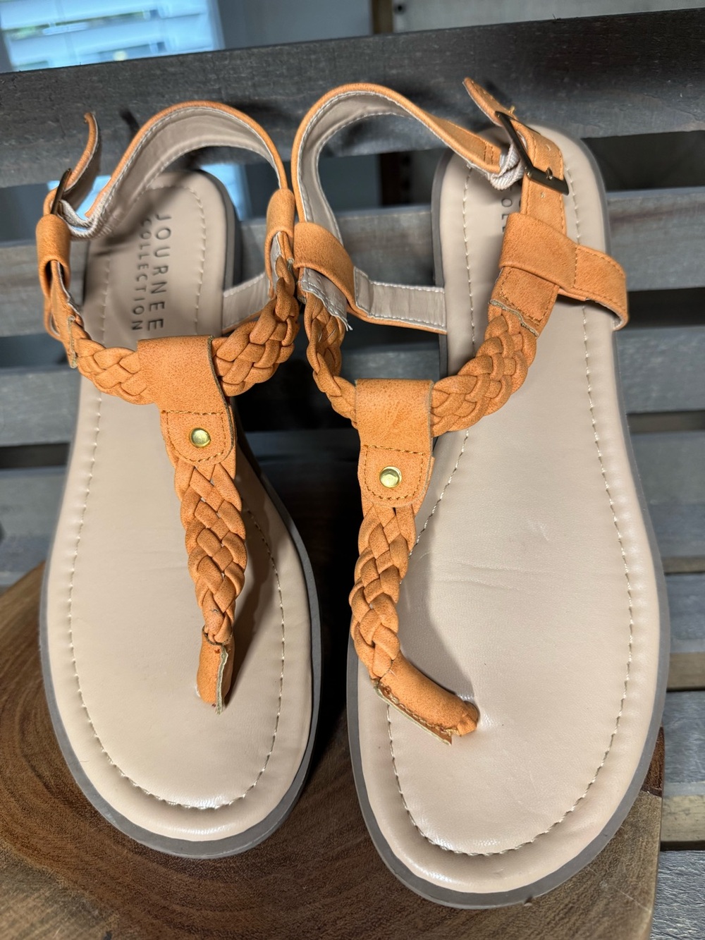 Journee Collection Genevive Sandal, Orange, Size 8 1/2